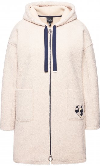 Ulla Popken Oversized Teddy Plush Heart Detail Jacket Pebble Grey - Jakas - 