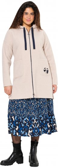 Ulla Popken Oversized Teddy Plush Heart Detail Jacket Pebble Grey - Jakas - 