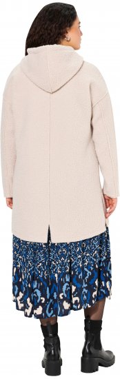 Ulla Popken Oversized Teddy Plush Heart Detail Jacket Pebble Grey - Jakas - 