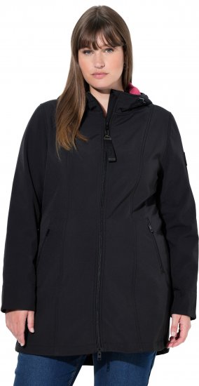 Ulla Popken Hyprar Soft Shell Water Repellent Hooded Jacket Black - Jakas - 