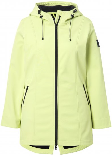 Ulla Popken Hyprar Soft Shell Water Repellent Hooded Jacket Lime Green - Jakas - 