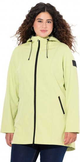 Ulla Popken Hyprar Soft Shell Water Repellent Hooded Jacket Lime Green - Jakas - 