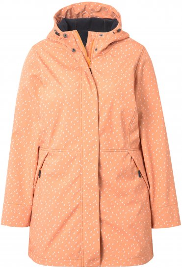 Ulla Popken Raindrop Print Longline Waterproof Jacket Mandarin - Jakas - 