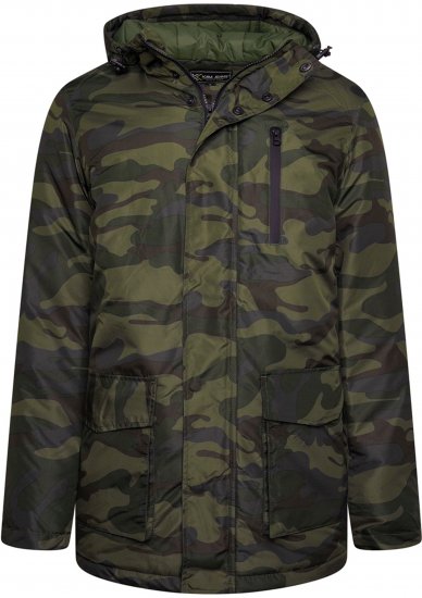 Kam Jeans KV143 Camo Print Hooded Coat Khaki - Jakas & Lietus apģērbs - Jakas - 2XL-12XL