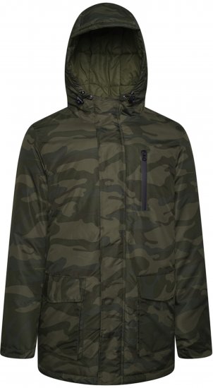 Kam Jeans KV143 Camo Print Hooded Coat Khaki - Jakas & Lietus apģērbs - Jakas - 2XL-12XL