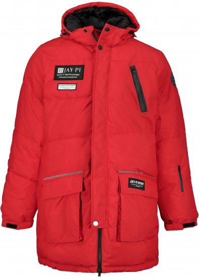 JAY-PI Warm Quilted Parka Dual Function Windproof and Water Repellent Red - Jakas & Lietus apģērbs - Jakas - 2XL-12XL