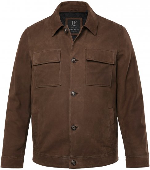 JP1880 Leather Jacket Nubuck Shirt Collar Brown - Jakas & Lietus apģērbs - Jakas - 2XL-12XL