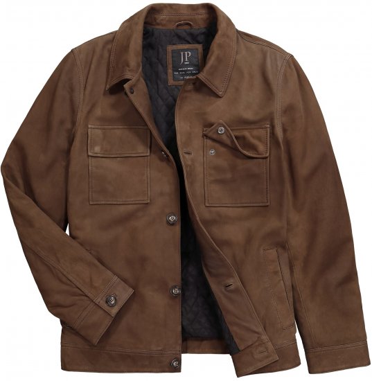 JP1880 Leather Jacket Nubuck Shirt Collar Brown - Jakas & Lietus apģērbs - Jakas - 2XL-12XL