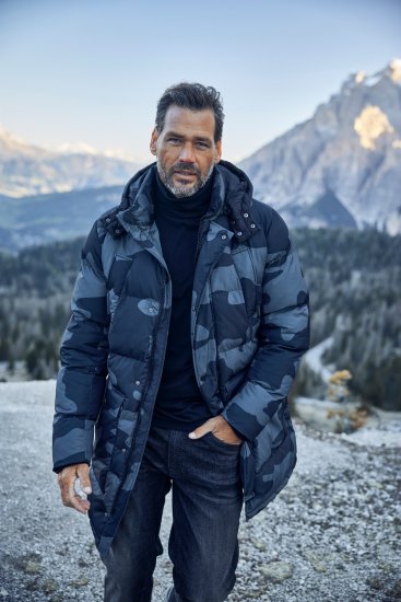 JP1880 Quilted Parka with Camouflage Drawstring Waist Black - Jakas & Lietus apģērbs - Jakas - 2XL-12XL