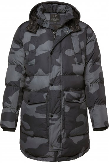 JP1880 Quilted Parka with Camouflage Drawstring Waist Black - Jakas & Lietus apģērbs - Jakas - 2XL-12XL