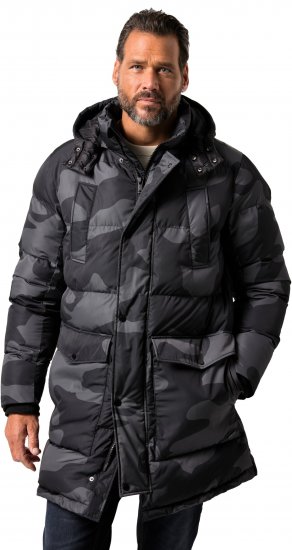 JP1880 Quilted Parka with Camouflage Drawstring Waist Black - Jakas & Lietus apģērbs - Jakas - 2XL-12XL