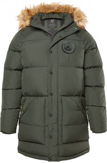 JP1880 Quilted Parka Lightweight and Warm with Faux Fur Hood Dark Green - Jakas & Lietus apģērbs - Jakas - 2XL-12XL