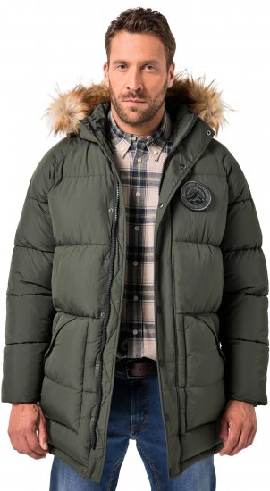 JP1880 Quilted Parka Lightweight and Warm with Faux Fur Hood Dark Green - Jakas & Lietus apģērbs - Jakas - 2XL-12XL