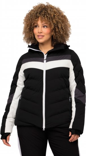 Ulla Popken HYPRAR Chevron Stripe Triple Function Quilted Fully Lined Ski Jacket Black - Jakas - 