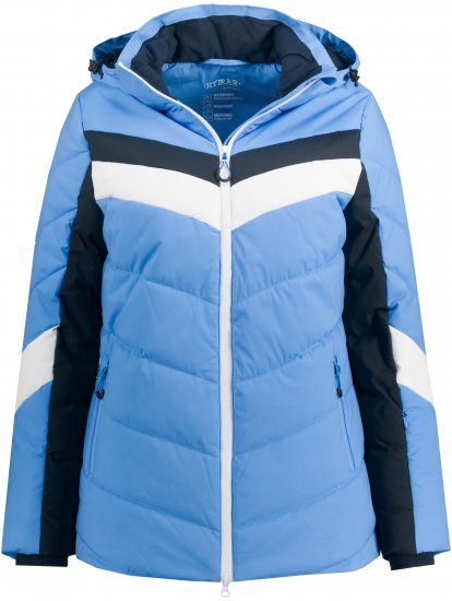 Ulla Popken HYPRAR Chevron Stripe Triple Function Quilted Fully Lined Ski Jacket Pastel Petrol - Jakas - 