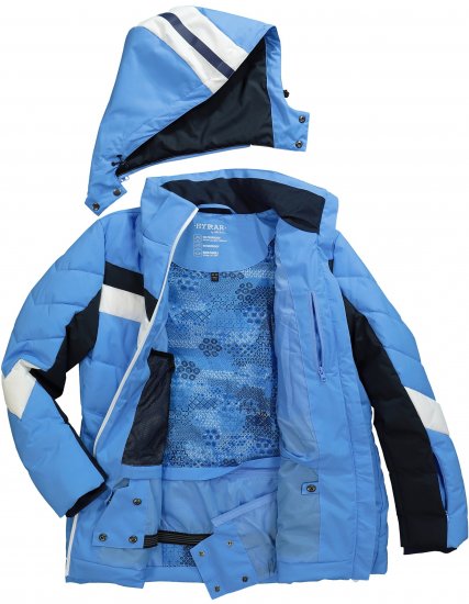 Ulla Popken HYPRAR Chevron Stripe Triple Function Quilted Fully Lined Ski Jacket Pastel Petrol - Jakas - 
