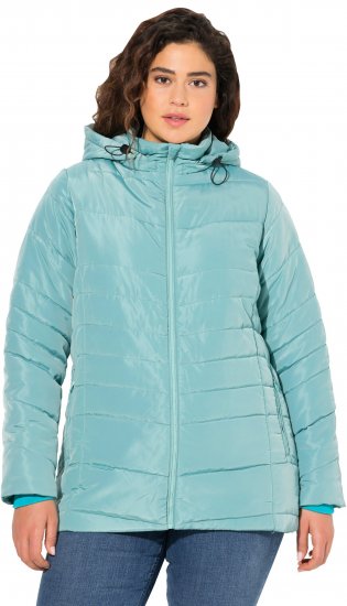 Ulla Popken Quilted Water Repellent Jacket Soft Turquoise - Jakas - 