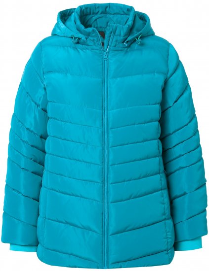 Ulla Popken Quilted Water Repellent Jacket Turquoise - Jakas - 