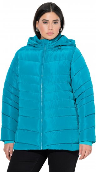 Ulla Popken Quilted Water Repellent Jacket Turquoise - Jakas - 