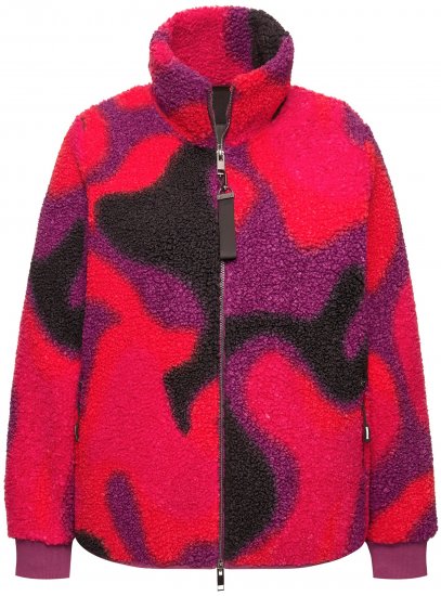 Ulla Popken Abstract Print Zip Fleece Jacket Pink Berry - Jakas - 