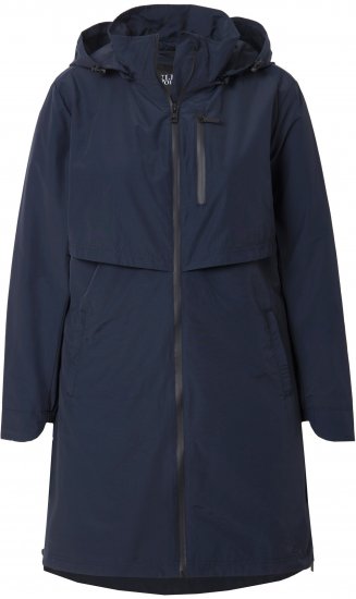 Ulla Popken Hooded with Zippered Pockets and Zippered Side Slits Jacket Navy - Jakas - 