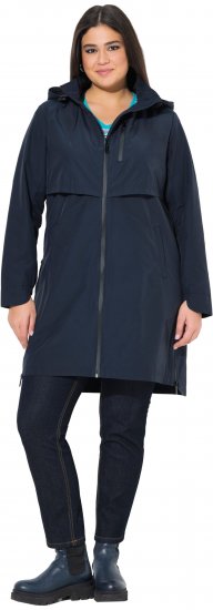 Ulla Popken Hooded with Zippered Pockets and Zippered Side Slits Jacket Navy - Jakas - 