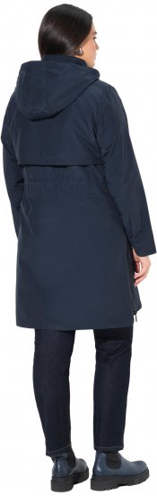 Ulla Popken Hooded with Zippered Pockets and Zippered Side Slits Jacket Navy - Jakas - 