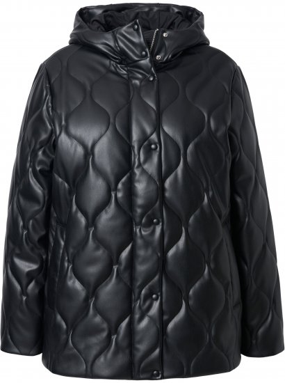 Ulla Popken Faux Leather Quilted Jacket Black - Jakas - 