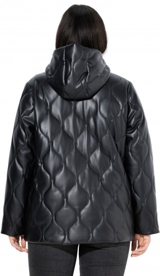 Ulla Popken Faux Leather Quilted Jacket Black - Jakas - 