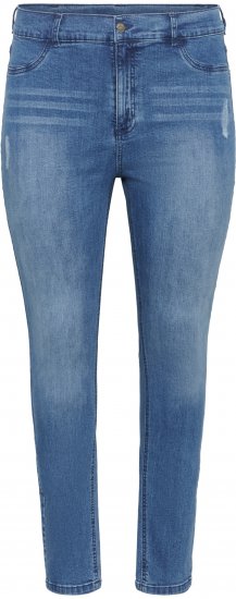 Kaffe Curve Laurina Džinsi Washed/Destroyed Blue Denim - Džinsi & Bikses Lielos Izmēros – Plus Size - 