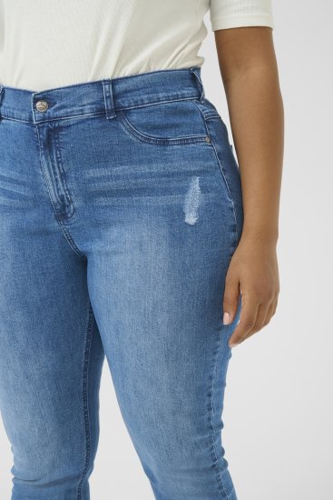 Kaffe Curve Laurina Džinsi Washed/Destroyed Blue Denim - Džinsi & Bikses Lielos Izmēros – Plus Size - 