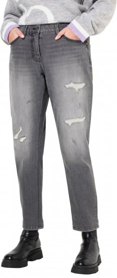 Ulla Popken Distressed Stretch Fit Boyfriend Jeans Dark Denim Blue - Džinsi & Bikses Lielos Izmēros – Plus Size - 