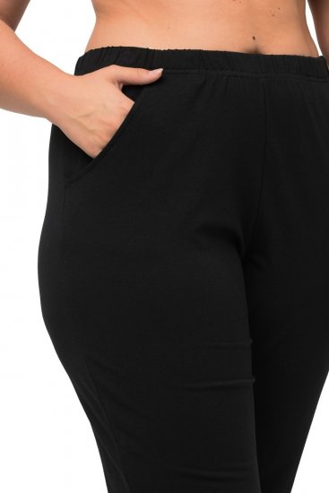 Ulla Popken Bootcut Elastic Waist Cotton French Terry Sport Pants Black - Auduma bikses - Platās auduma bikses sievietēm
