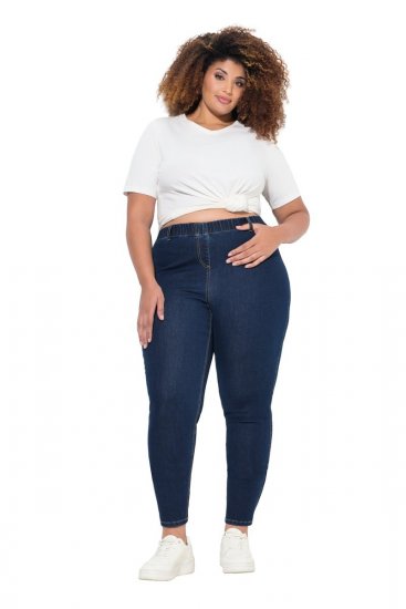 Ulla Popken Denim Look All Elastic Pocket Sienna Jeggings Dark Blue Denim - Bikses - Lielo izmēru bikses sievietēm