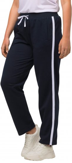 Ulla Popken Side Stripe Adjustable Drawstring Waist Joggers Navy - Džinsi & Bikses Lielos Izmēros – Plus Size - 