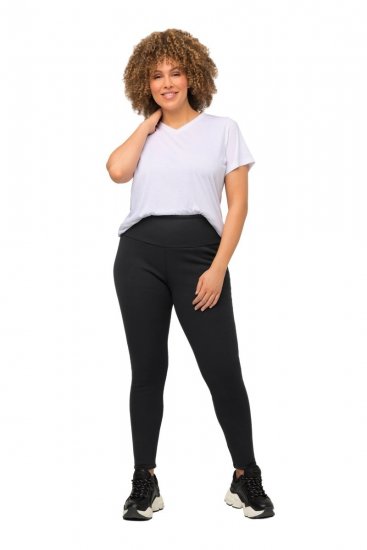 Ulla Popken Faux Fur Lined Stretch Leggings Black - Bikses - Lielo izmēru bikses sievietēm
