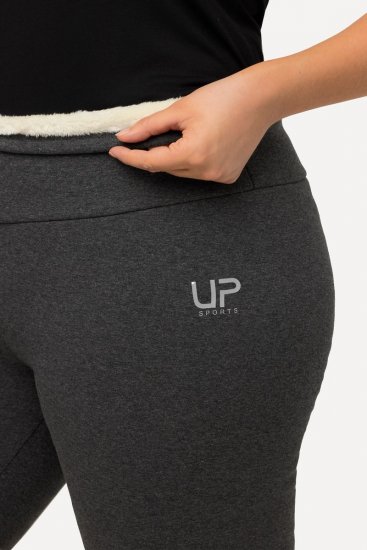 Ulla Popken Faux Fur Lined Stretch Leggings Charcoal - Bikses - Lielo izmēru bikses sievietēm