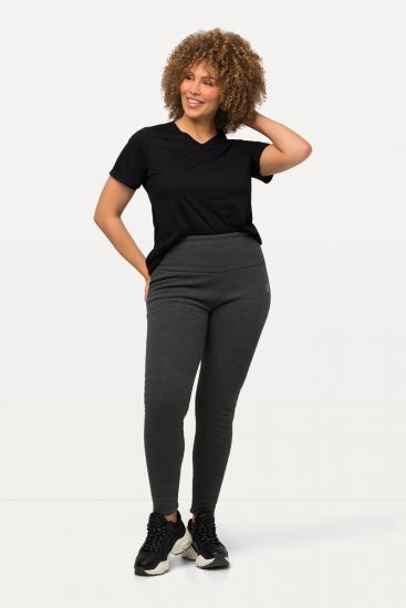 Ulla Popken Faux Fur Lined Stretch Leggings Charcoal - Bikses - Lielo izmēru bikses sievietēm