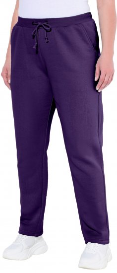 Ulla Popken Basic Drawstring Elastic Waist Cotton Blend Joggers Deep Violet - Džinsi & Bikses Lielos Izmēros – Plus Size - 
