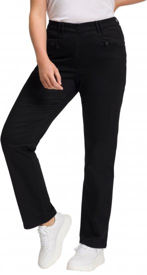 Ulla Popken Basic Mony Tapered Leg Stretch Pants Black - Džinsi & Bikses Lielos Izmēros – Plus Size - 
