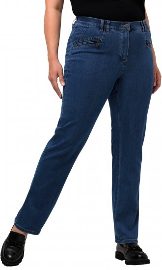 Ulla Popken Mony Elastic Waist Zip Pocket Jeans Blue Denim - Džinsi & Bikses Lielos Izmēros – Plus Size - 