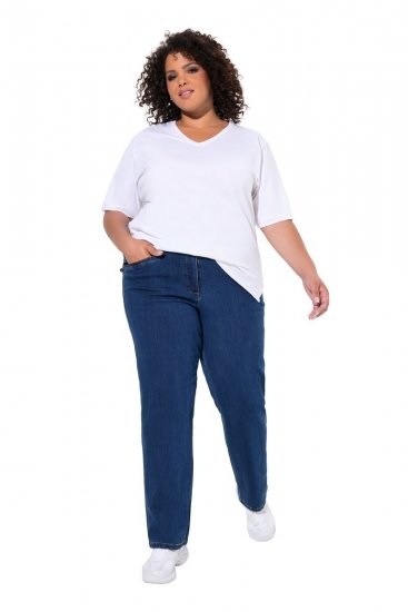 Ulla Popken Mony Elastic Waist Zip Pocket Jeans Blue Denim - Džinsi - Sieviešu džinsi lielos izmēros