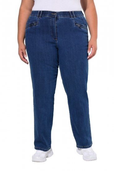 Ulla Popken Mony Elastic Waist Zip Pocket Jeans Blue Denim - Džinsi - Sieviešu džinsi lielos izmēros