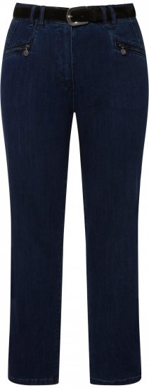 Ulla Popken Mony Elastic Waist Zip Pocket Jeans Dark Blue Denim - Džinsi & Bikses Lielos Izmēros – Plus Size - 