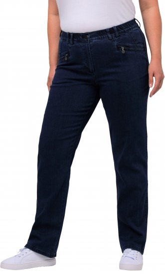 Ulla Popken Mony Elastic Waist Zip Pocket Jeans Dark Blue Denim - Džinsi & Bikses Lielos Izmēros – Plus Size - 