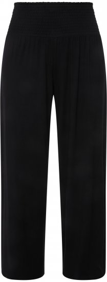 Ulla Popken Wide Leg Smocked Waist Knit Pants Black - Džinsi & Bikses Lielos Izmēros – Plus Size - 