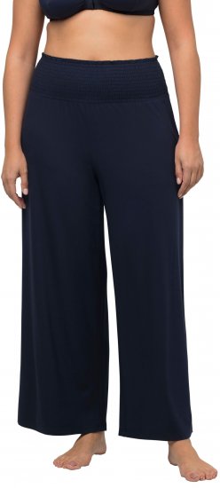 Ulla Popken Wide Leg Smocked Waist Knit Pants Night Blue - Džinsi & Bikses Lielos Izmēros – Plus Size - 