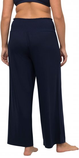 Ulla Popken Wide Leg Smocked Waist Knit Pants Night Blue - Džinsi & Bikses Lielos Izmēros – Plus Size - 