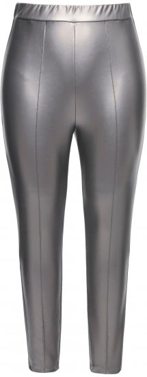 Ulla Popken Metallic Faux Leather Leggings Silver - Džinsi & Bikses Lielos Izmēros – Plus Size - 