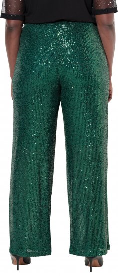 Ulla Popken Wide Leg Sequined Pants Dark Green - Džinsi & Bikses Lielos Izmēros – Plus Size - 